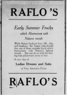 Ad, Linda’s mother’s store 1950s