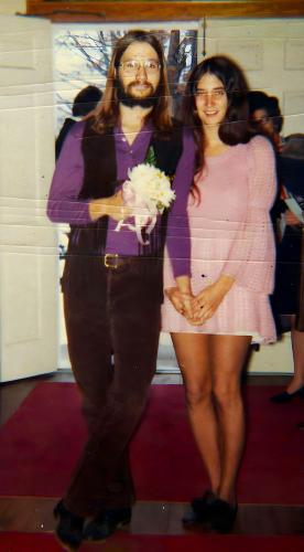 Hippies Paul  Linda at friend’s wedding 1973