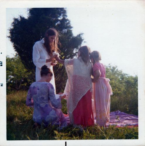 Linda wedding w kids and gifts 1975